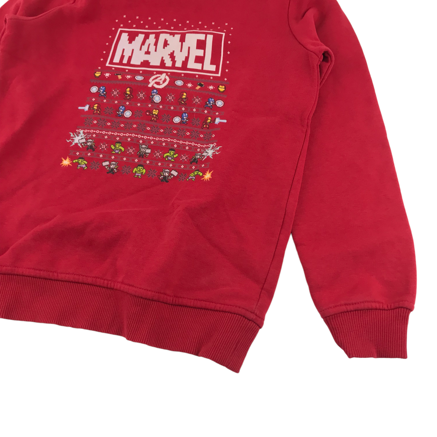 Avengers Christmas Jumper Age 9 Red Marvel Jersey