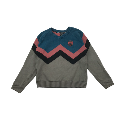 Maui and Sons Grey and Teal Jumper Age 9