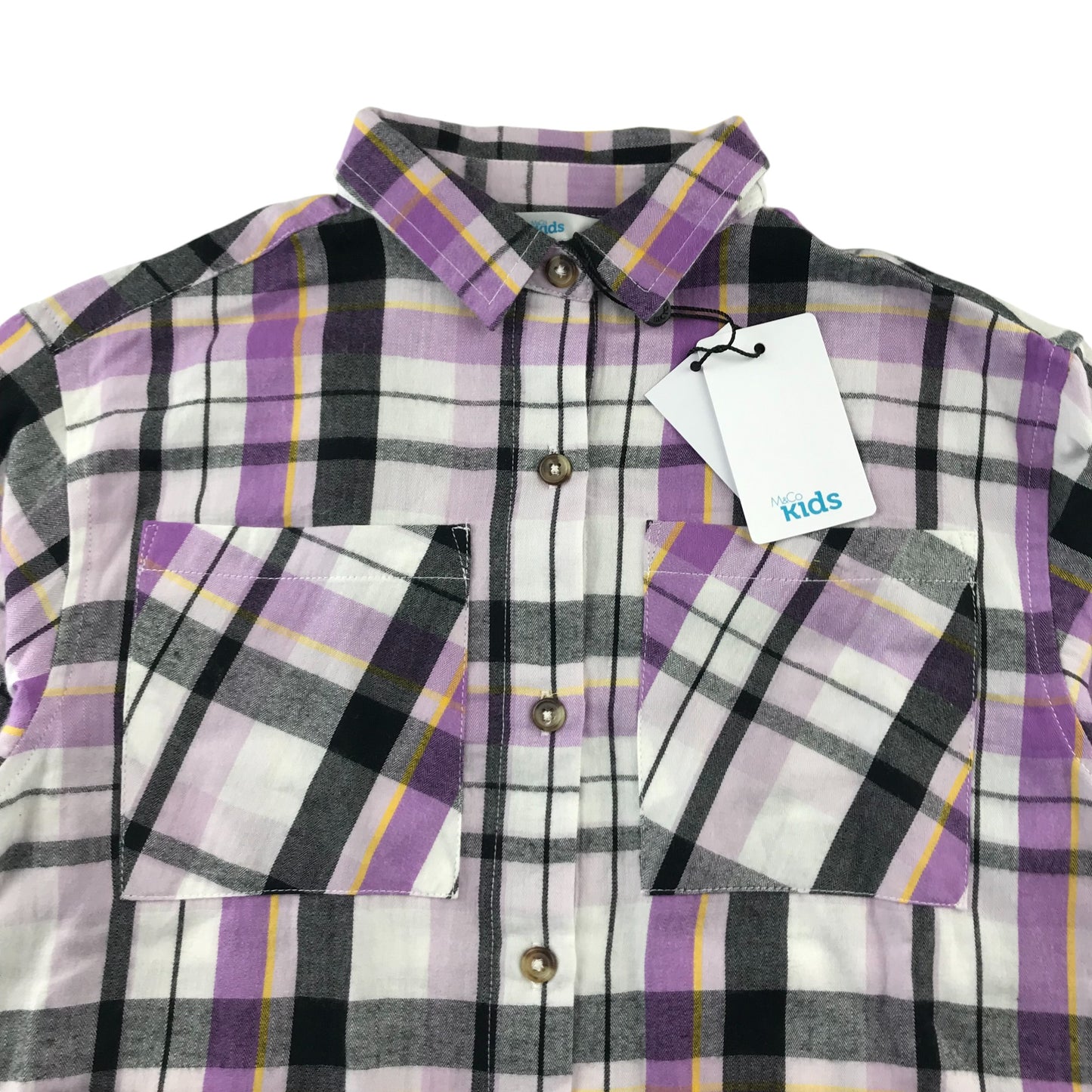 M&Co shirt 5-6 years purple check pattern long sleeve button up cotton