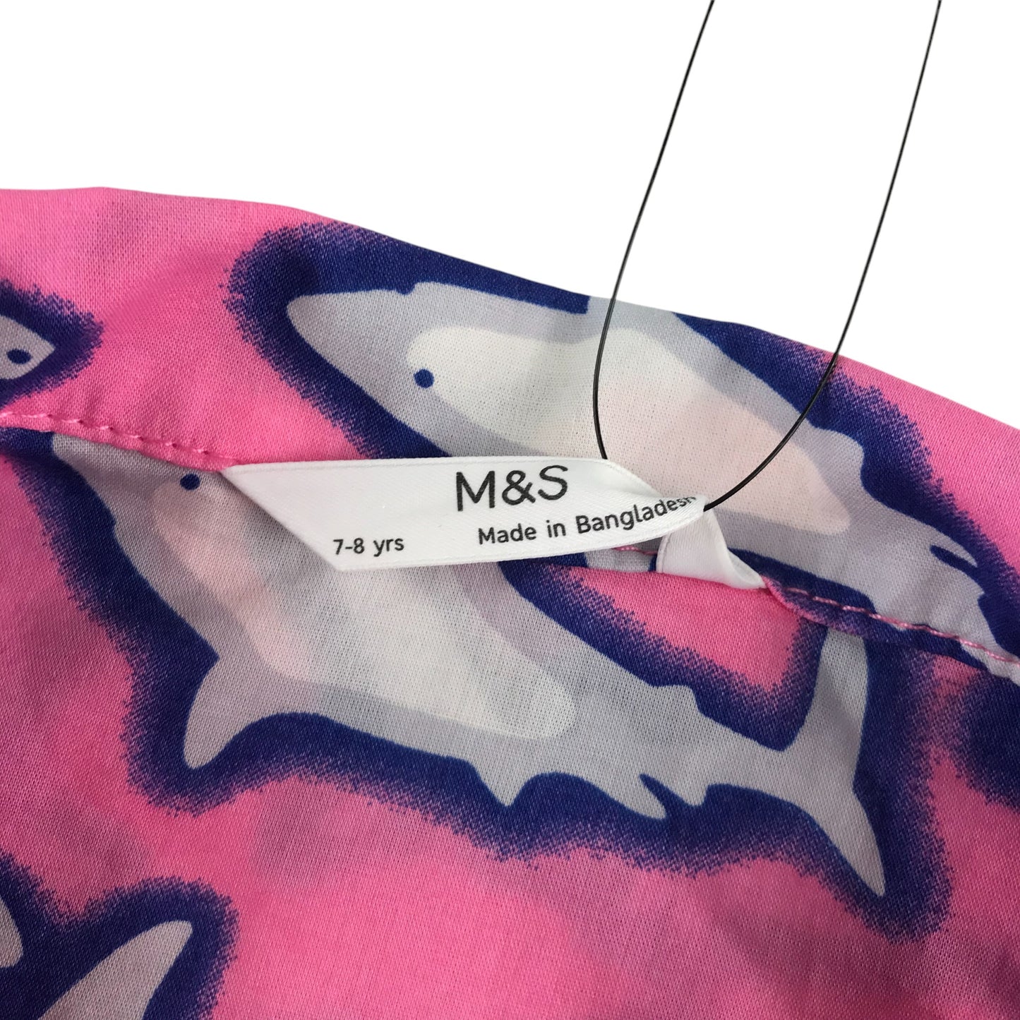 M&S shirt set 7-8 years pink sharks short sleeve summery outfit