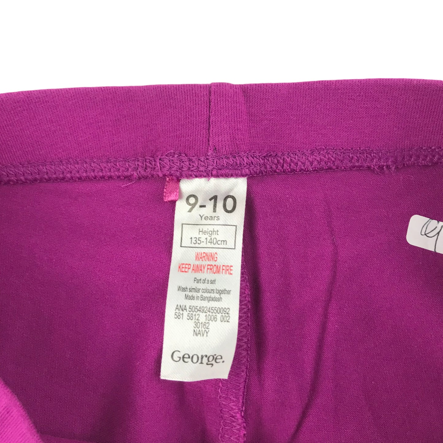 George Leggings Age 9 Bright Purple Plain