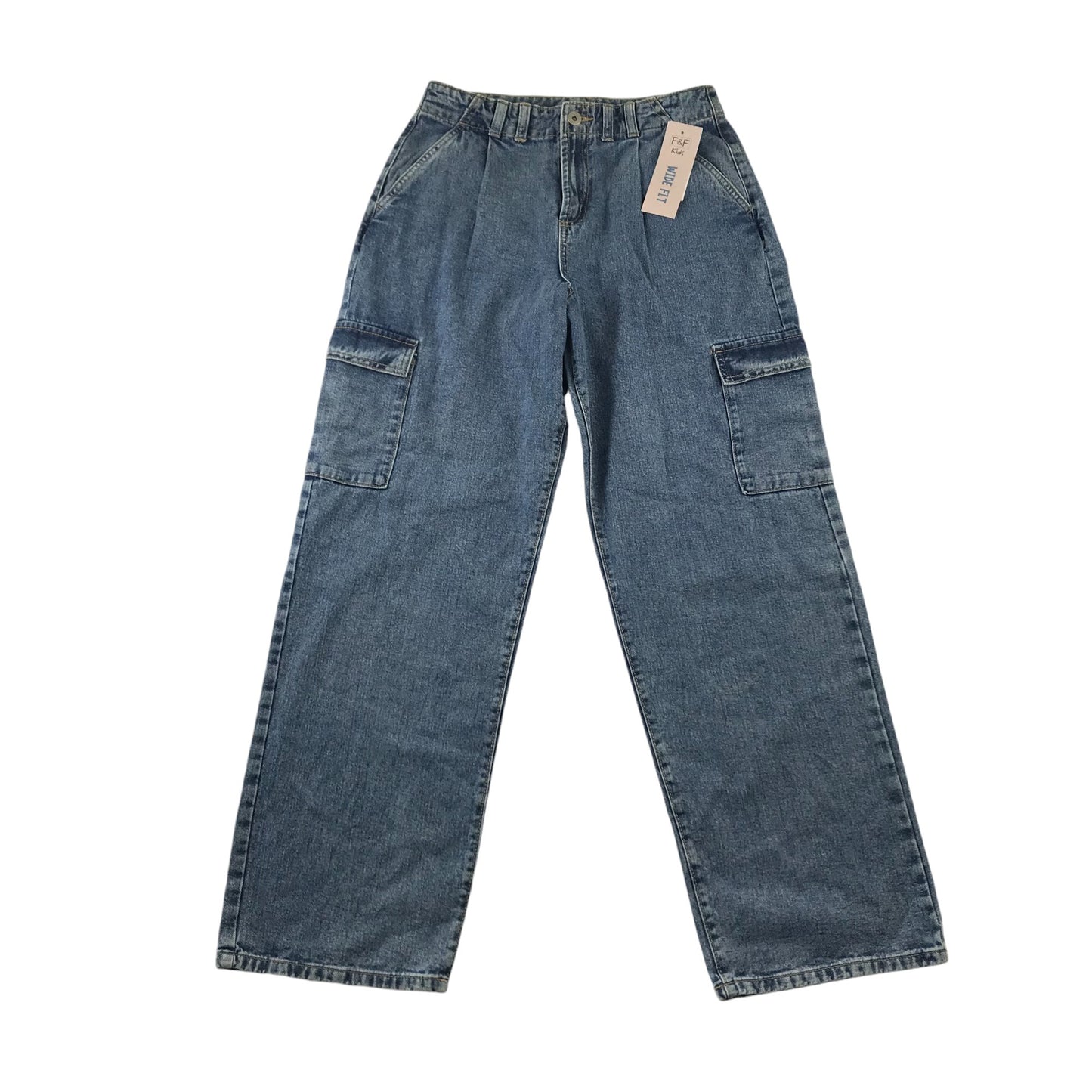 F&F jeans 13-14 years blue denim wide leg cotton