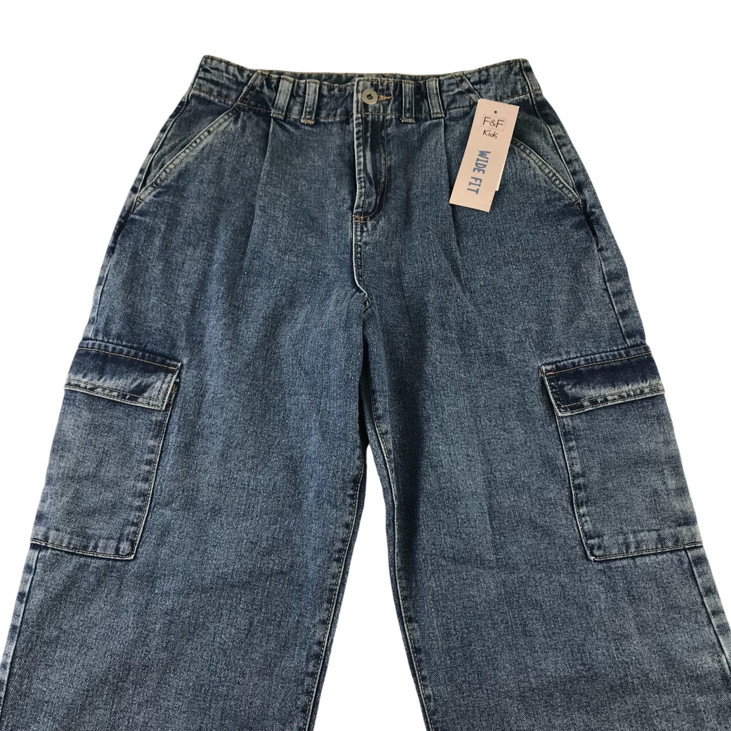 F&F jeans 13-14 years blue denim wide leg cotton