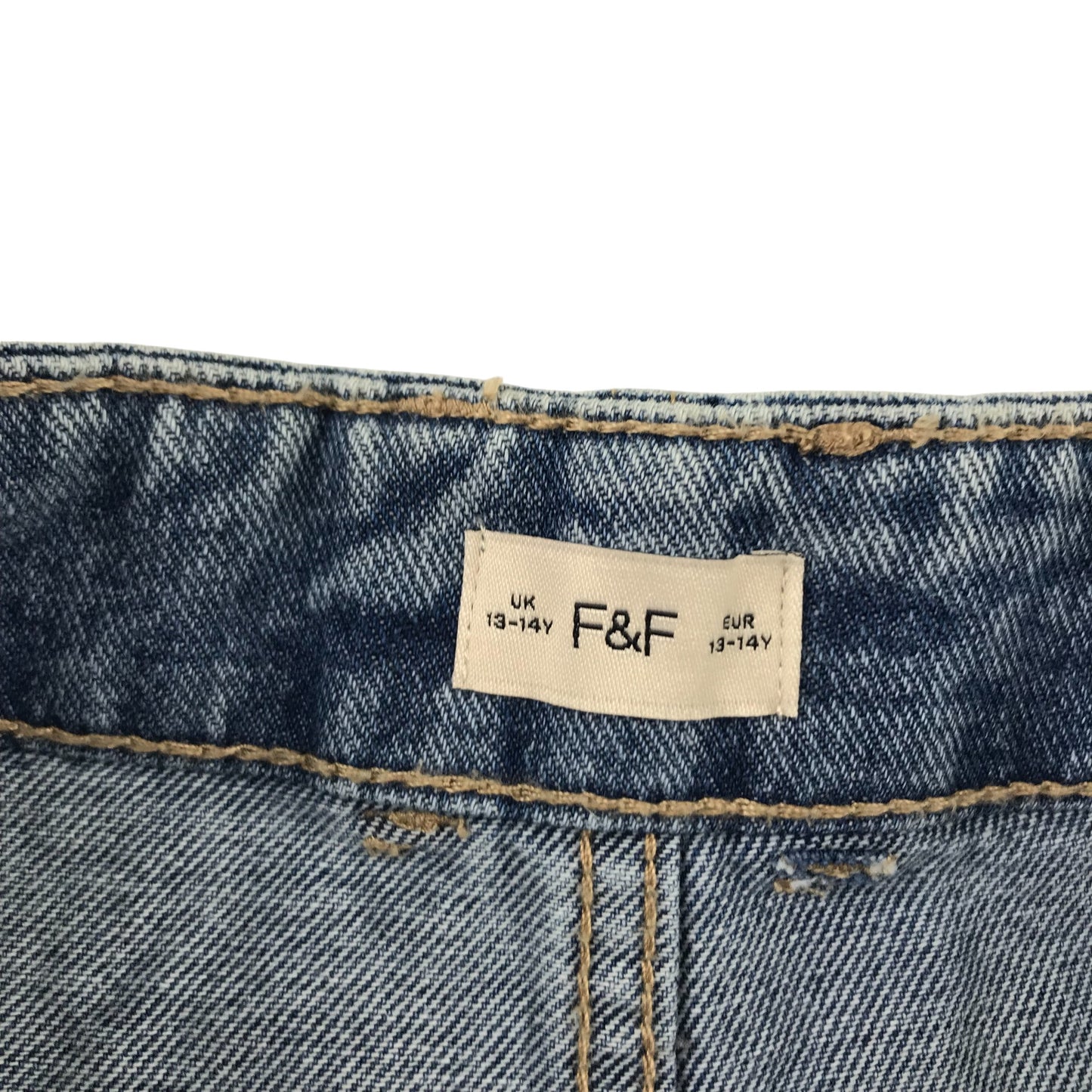 F&F jeans 13-14 years blue denim wide leg cotton