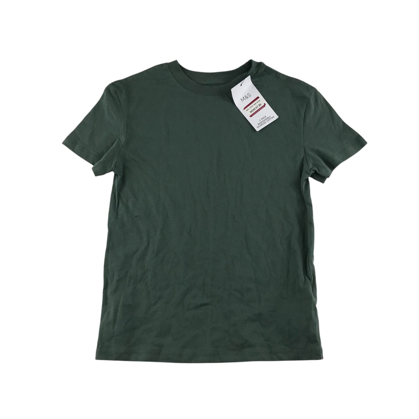 M&S t-shirt 7-8 years green short sleeve cotton