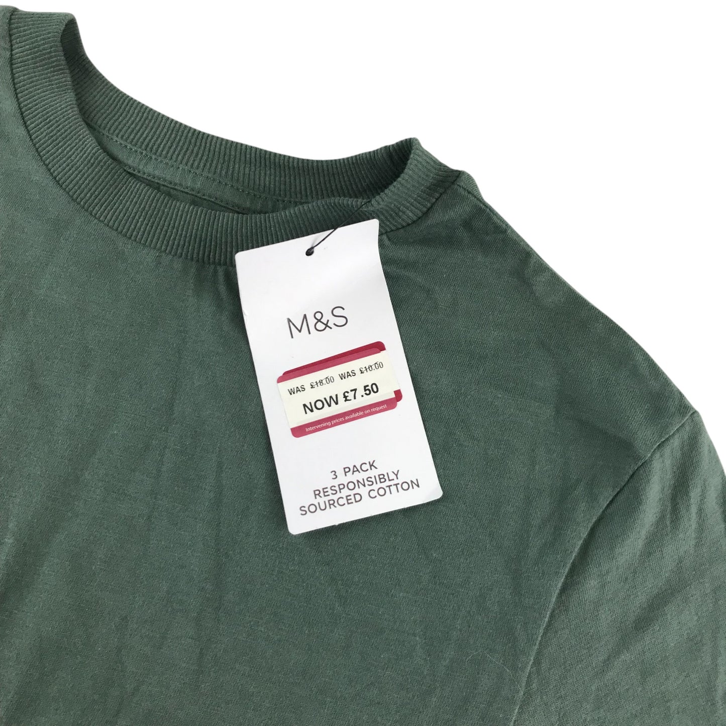 M&S t-shirt 7-8 years green short sleeve cotton