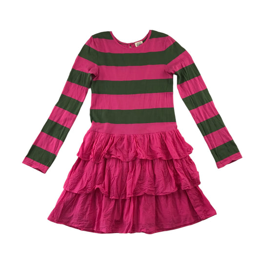 Mini Boden Dress 13-14 years Pink Stripy T-shirt top with Layered Skirt