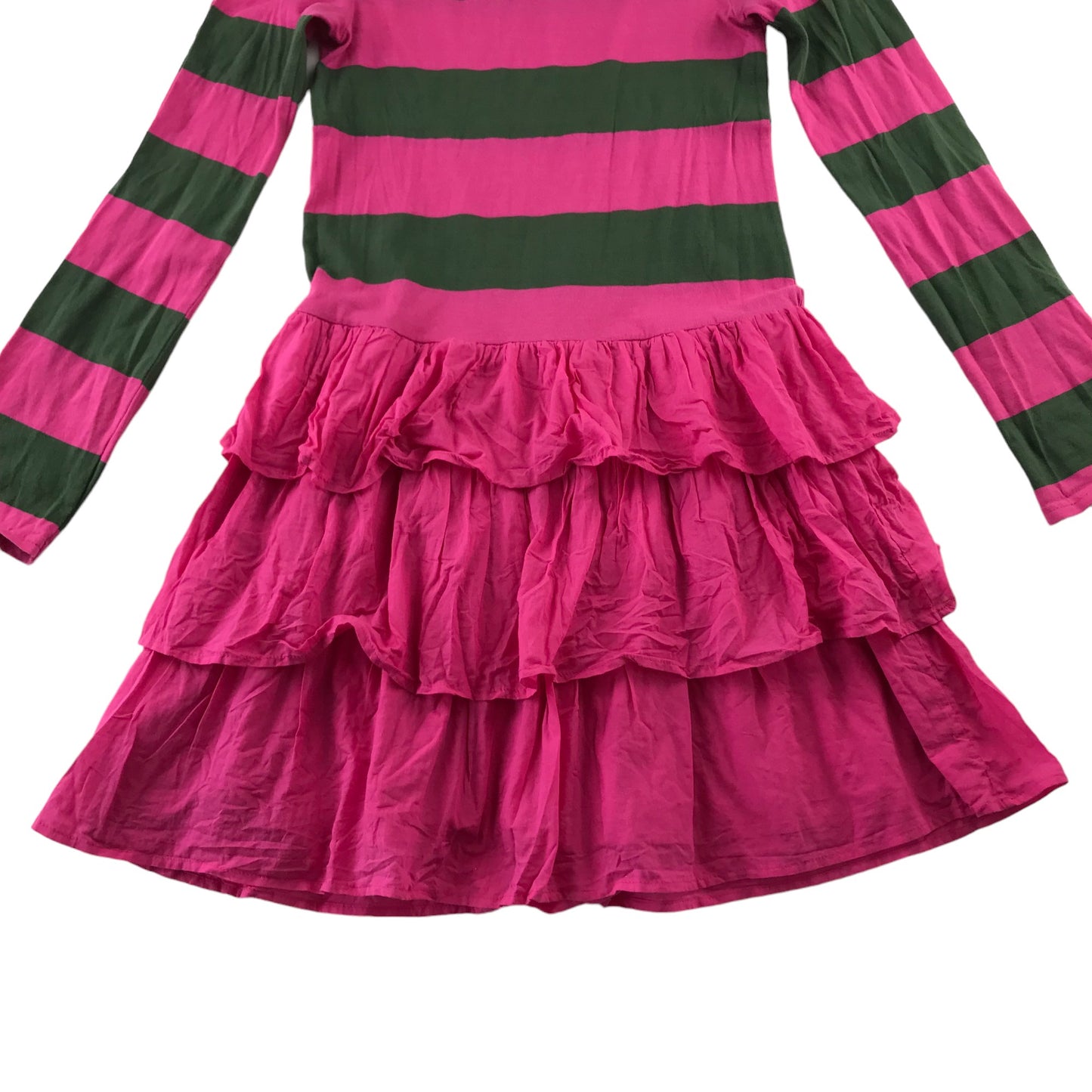 Mini Boden Dress 13-14 years Pink Stripy T-shirt top with Layered Skirt