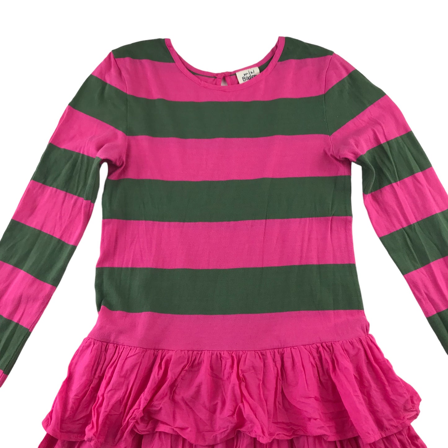 Mini Boden Dress 13-14 years Pink Stripy T-shirt top with Layered Skirt