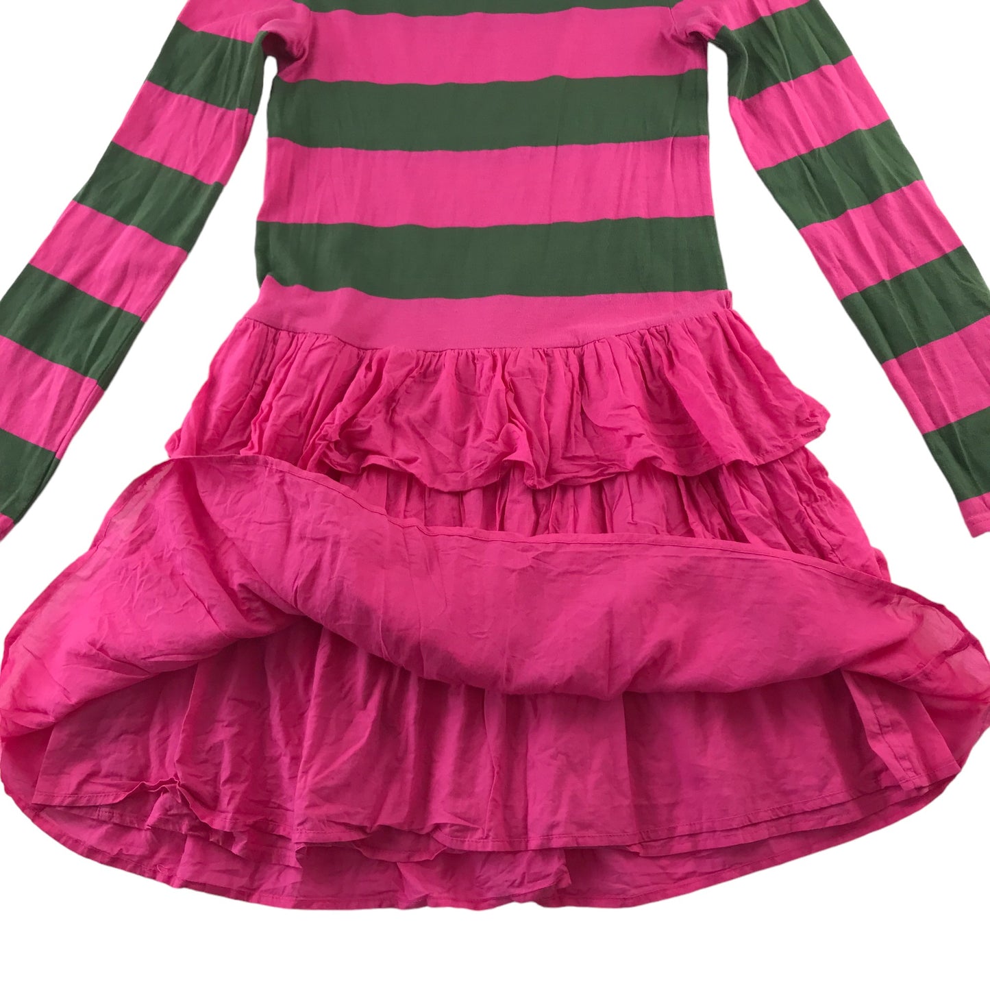 Mini Boden Dress 13-14 years Pink Stripy T-shirt top with Layered Skirt