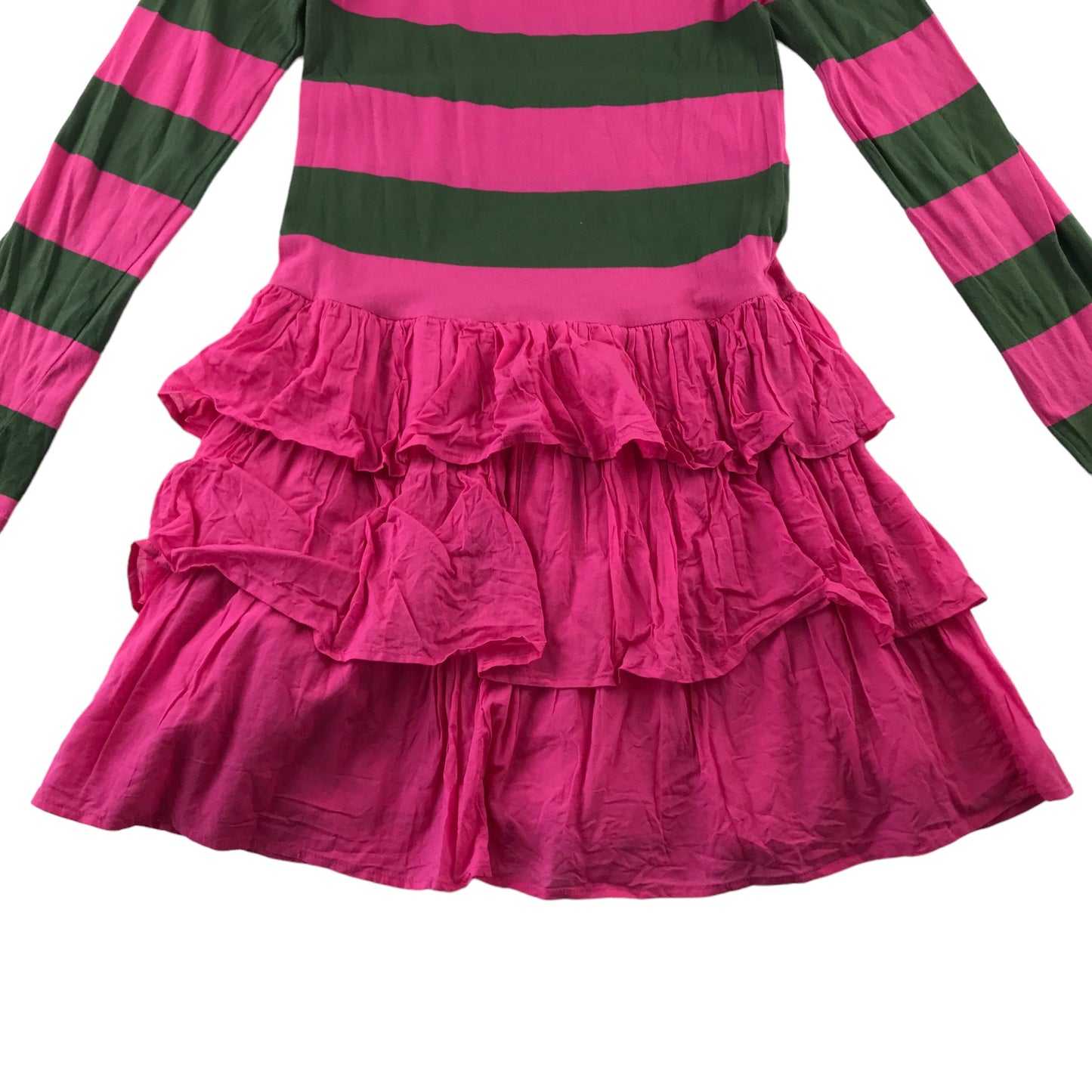 Mini Boden Dress 13-14 years Pink Stripy T-shirt top with Layered Skirt