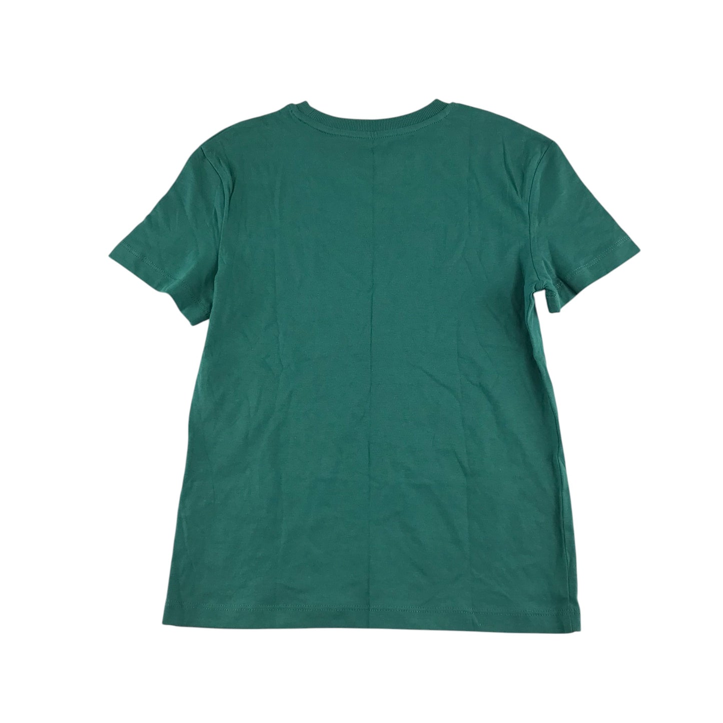 M&S t-shirt 7-8 years green short sleeve cotton with print image