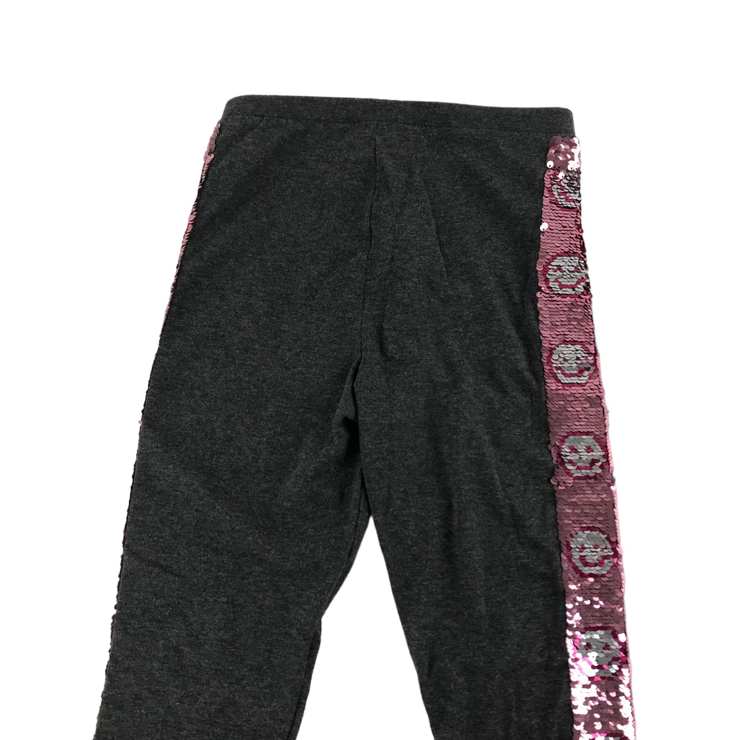 Matalan Leggings Age 9 Grey with Sparkly Pink Sequin Smiley Side Panels