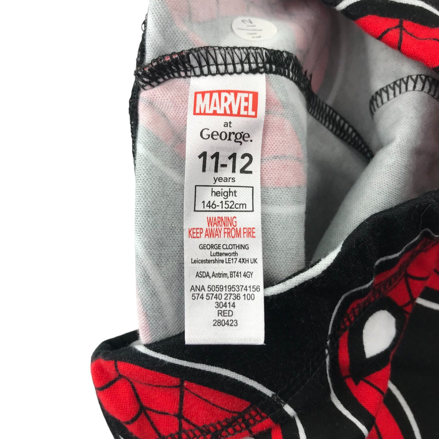 George pyjama set 11-12 years red and black Marvel Spiderman cotton