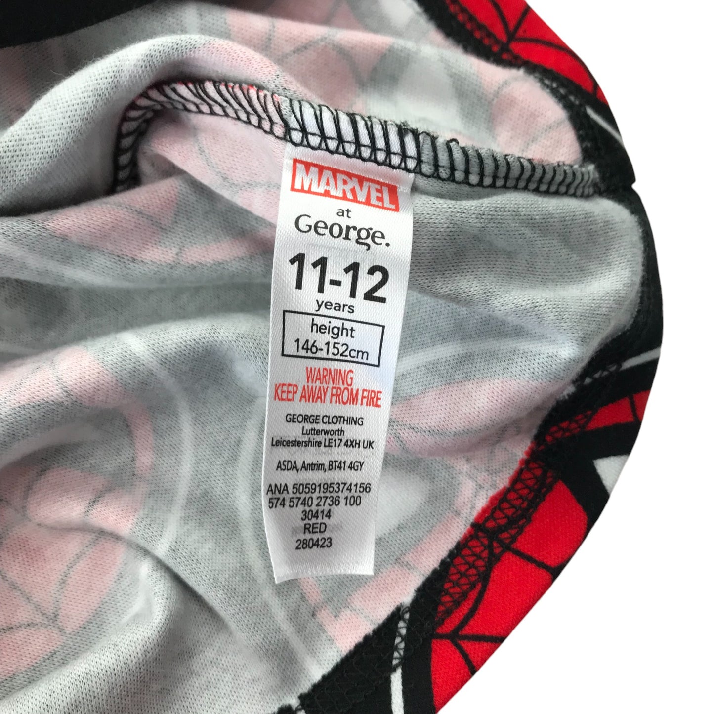 George pyjama set 11-12 years red and black Marvel Spiderman cotton