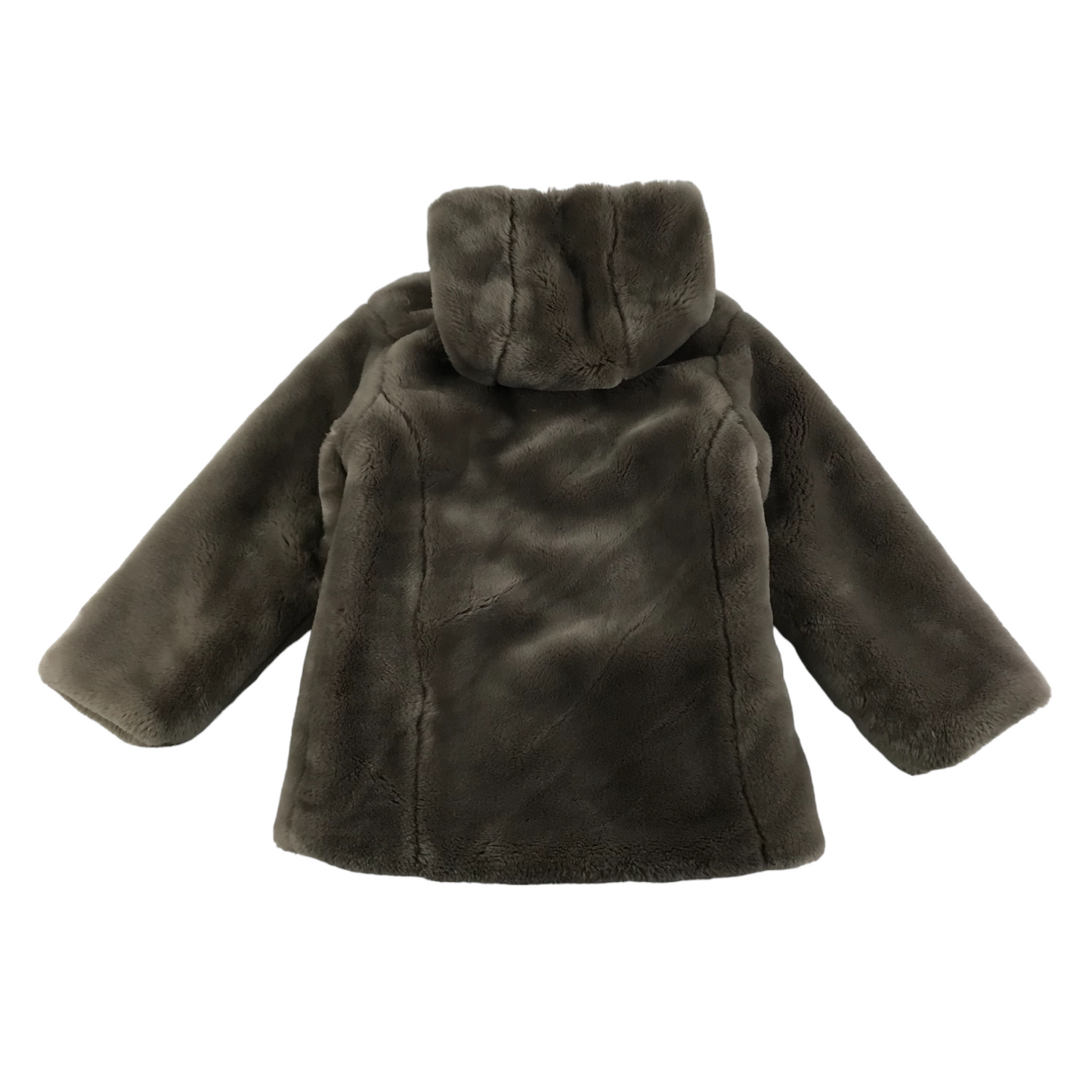 Tu Faux Fur Coat Age 5 Brown Hooded with zipper