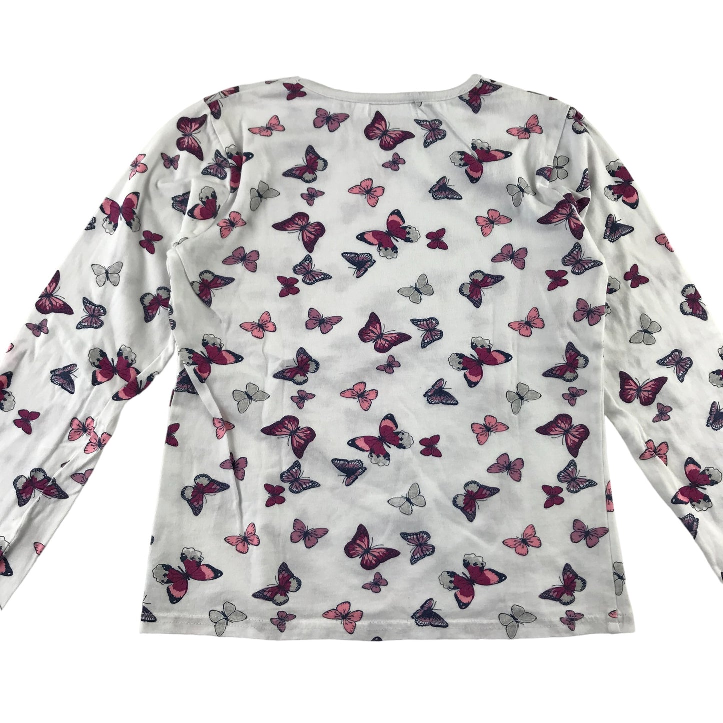 M&Co t-shirt 9-10 years white long sleeve butterfly printed cotton