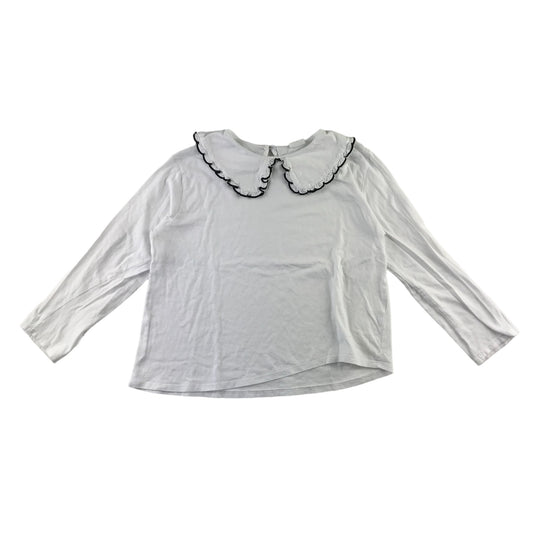 Zara t-shirt 9-10 years white long sleeve with frilled collar