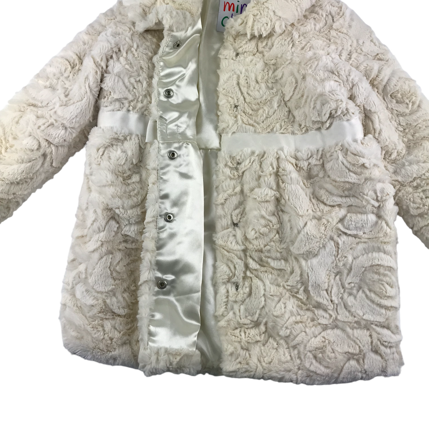 Mini Club Faux Fur Coat Age 5 White Clip Button Fastening