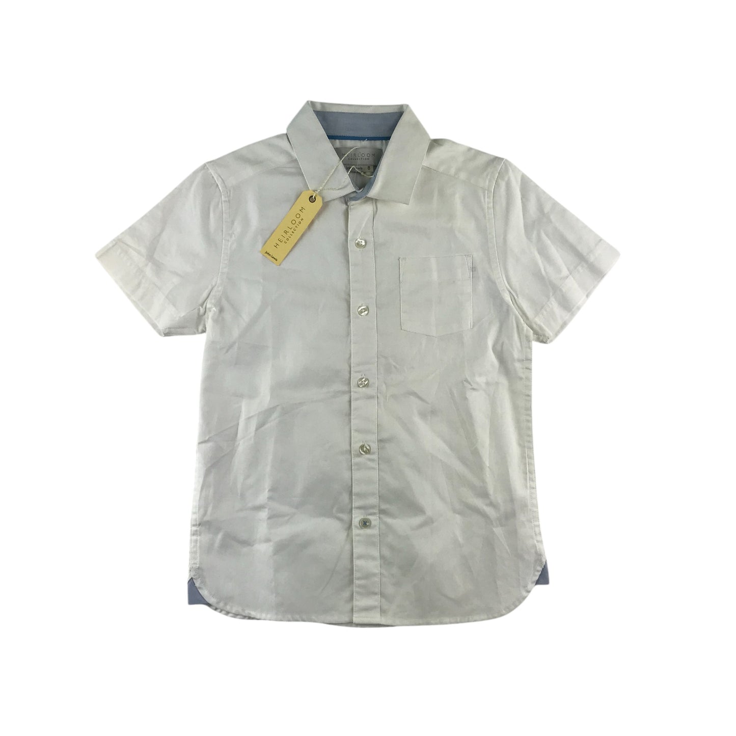 John Lewis shirt 7-8 years white short sleeve Heirloom collection cotton