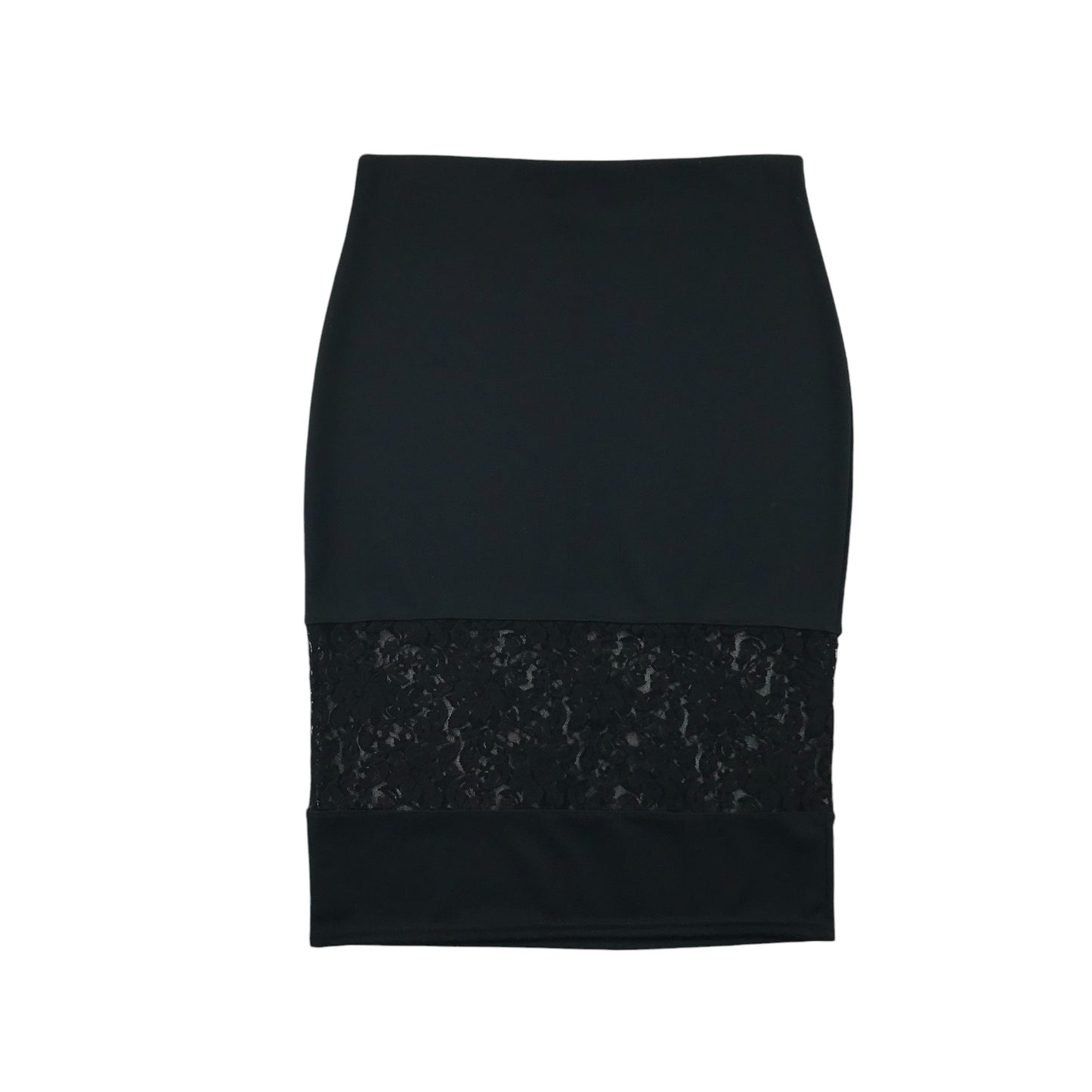 River Island skirt women size 14 black stretchy pencil style with lace detail