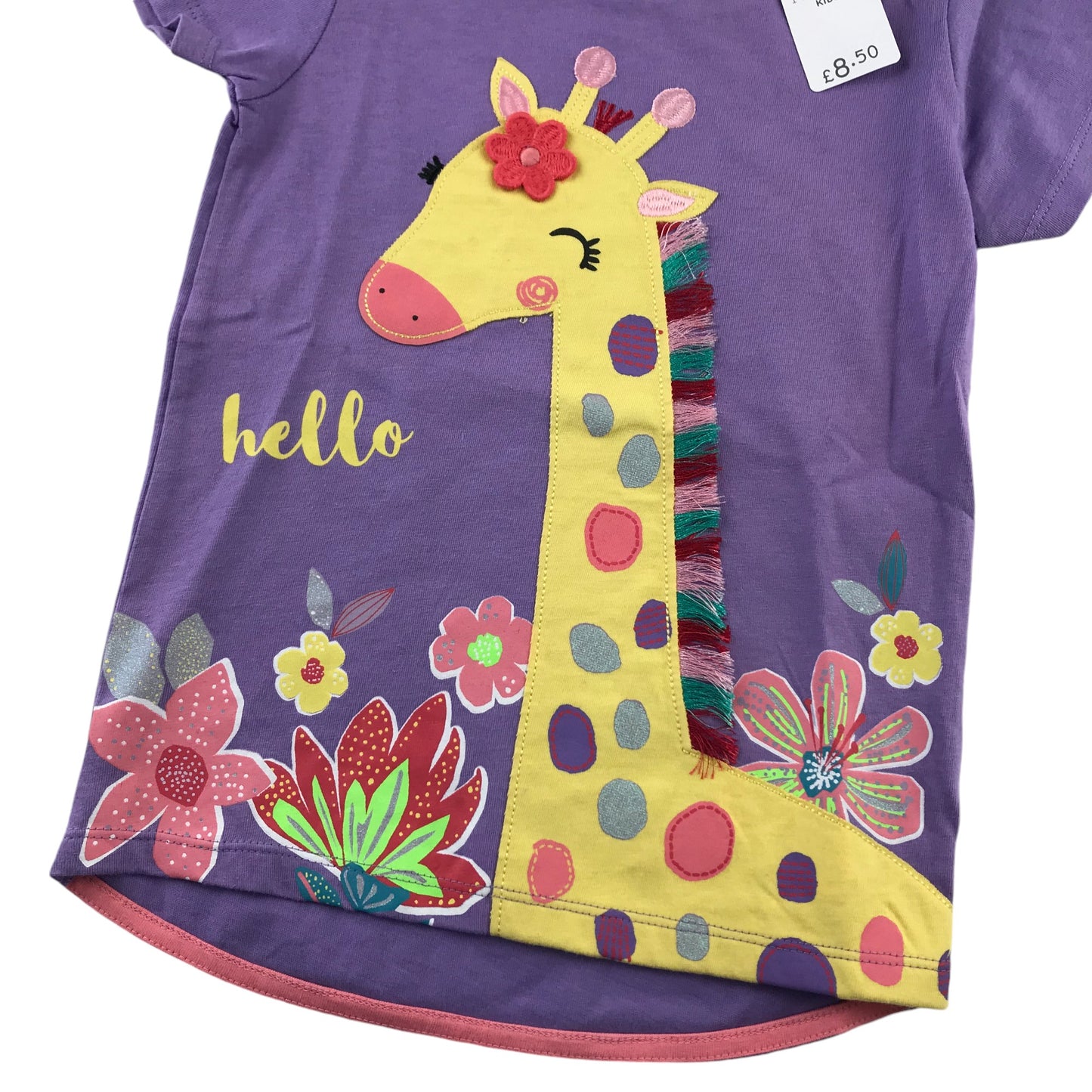 Nutmeg t-shirt 5-6 years purple giraffe print cotton