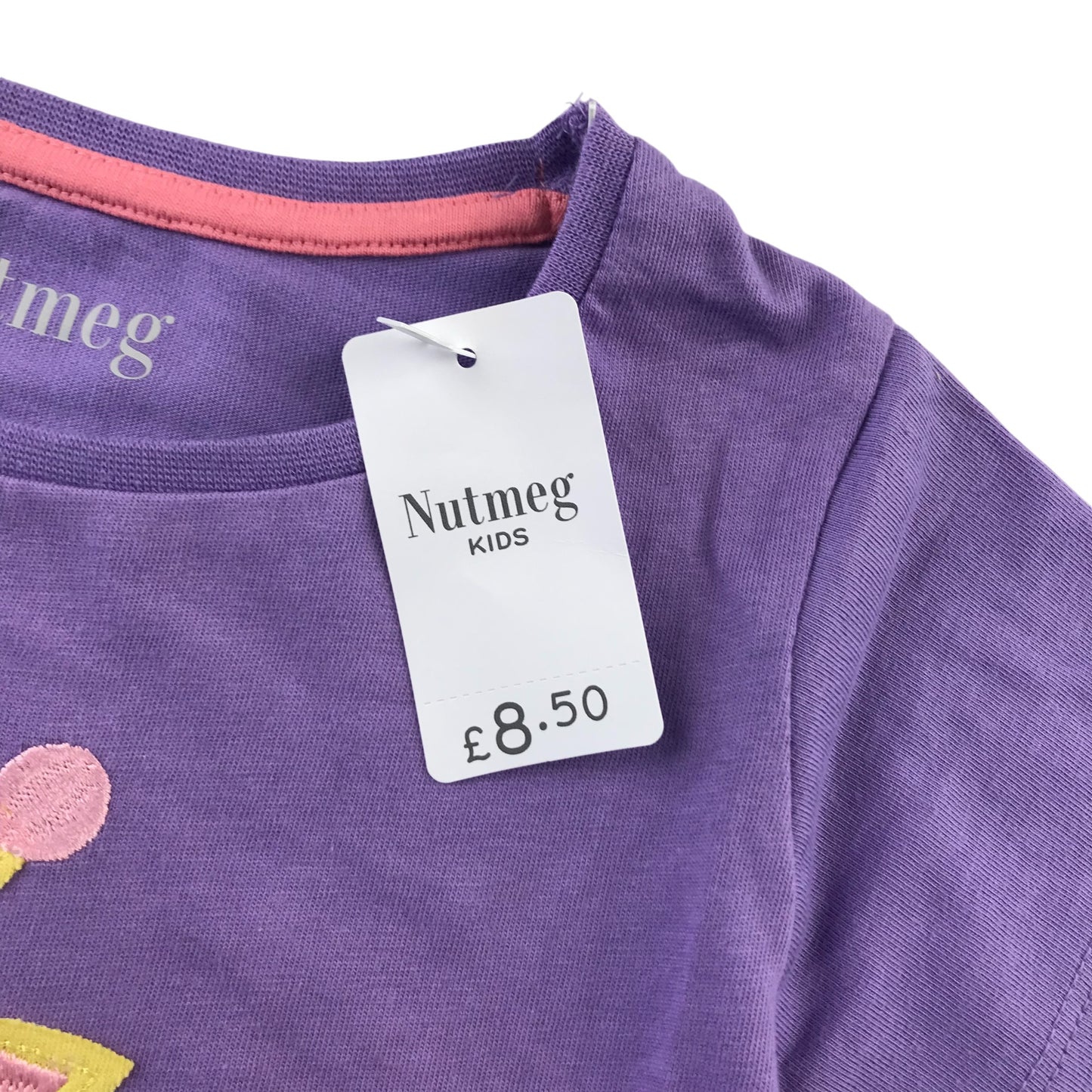 Nutmeg t-shirt 5-6 years purple giraffe print cotton