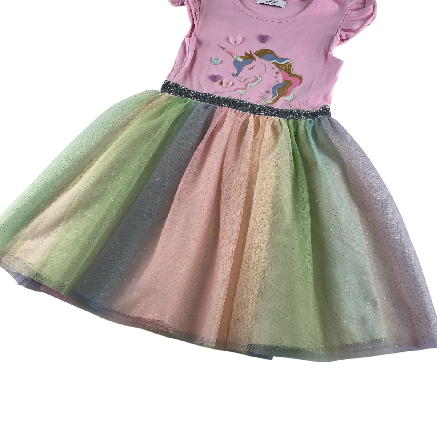 Primark dress 5-6 years pink and pastel tone unicorn tulle