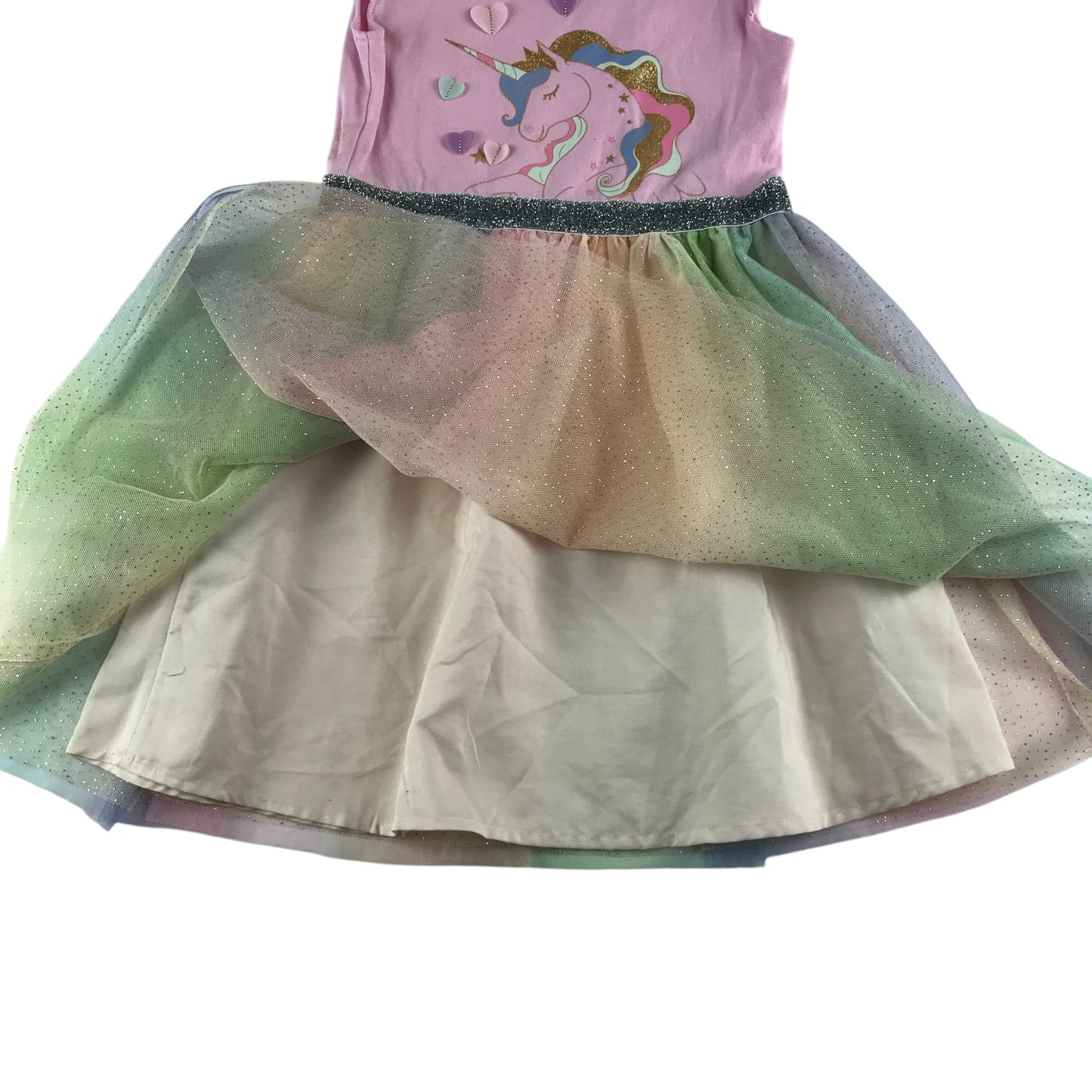 Primark dress 5-6 years pink and pastel tone unicorn tulle