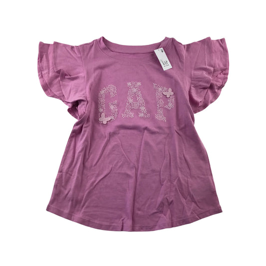 GAP t-shirt 11-12 years pink butterfly sleeve embroidered cotton