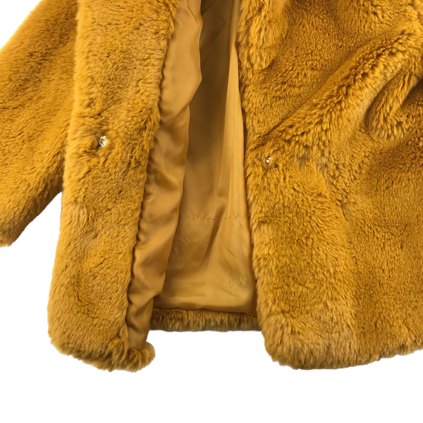 F&F Faux Fur Coat Age 4 Yellow Mustard Shade