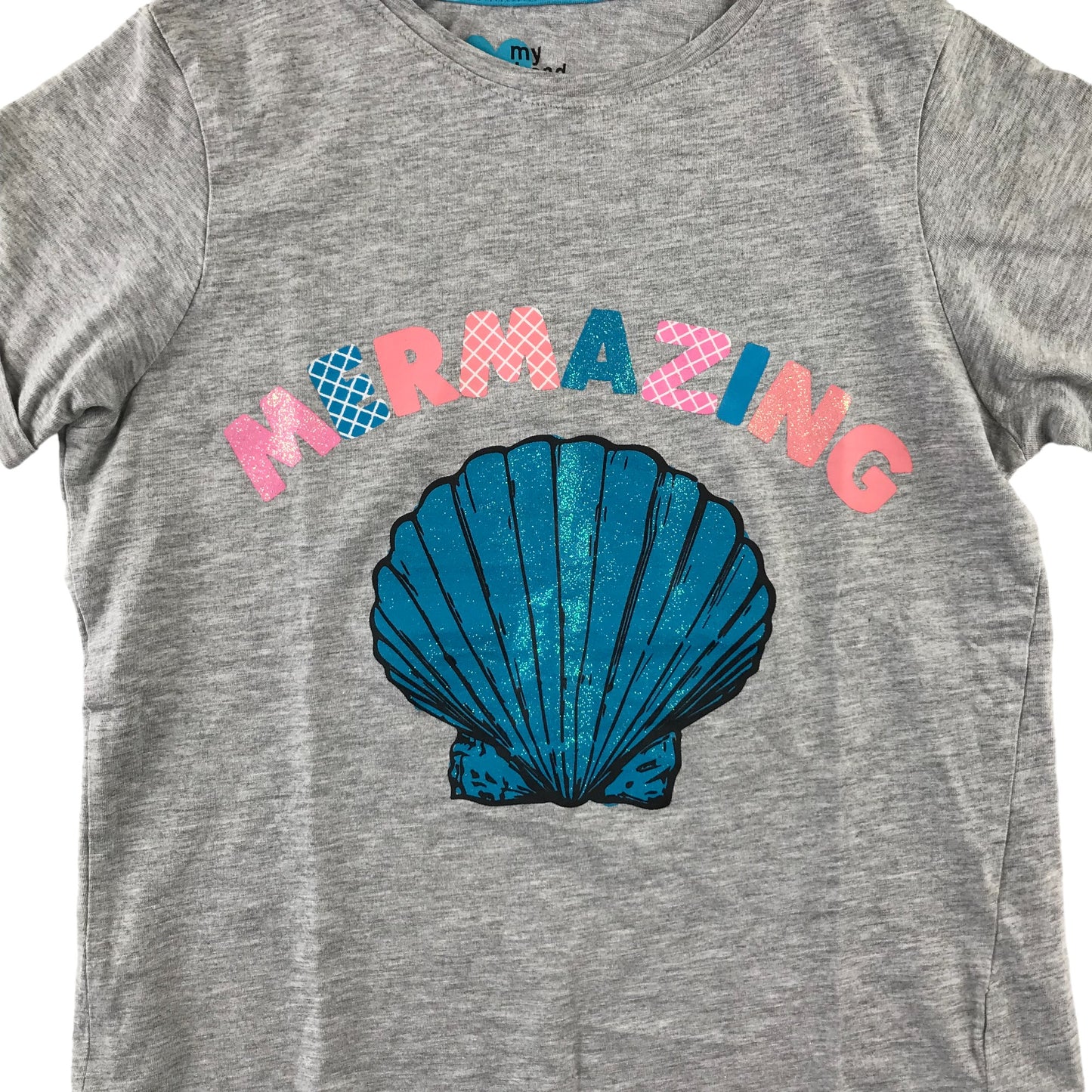 Matalan t-shirt 9-10 years grey seashell print short sleeve