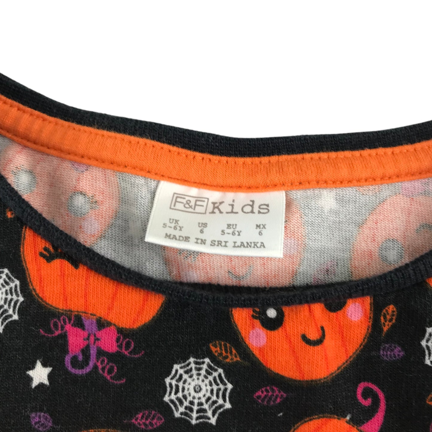 F&F dress 5-6 years black and orange pumpkins cotton