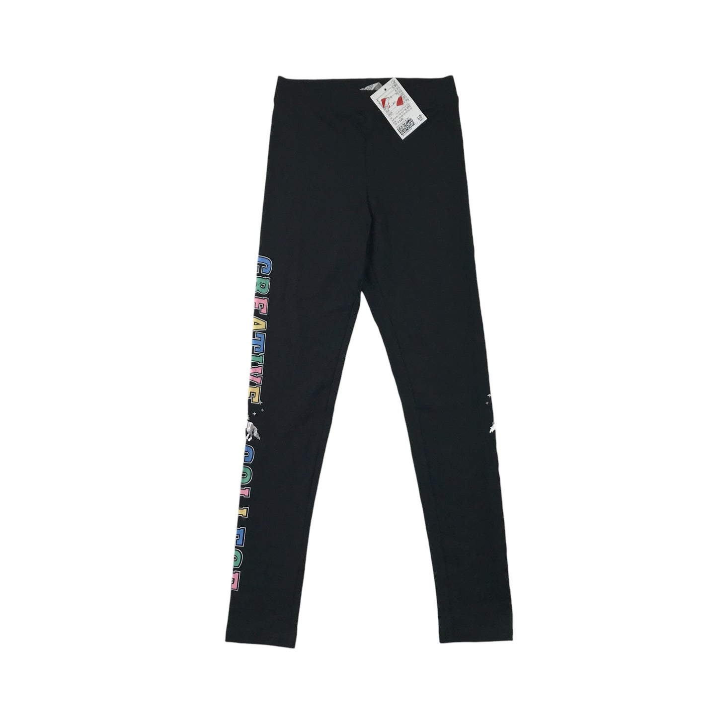 H&M leggings 9-10 years black creative College print