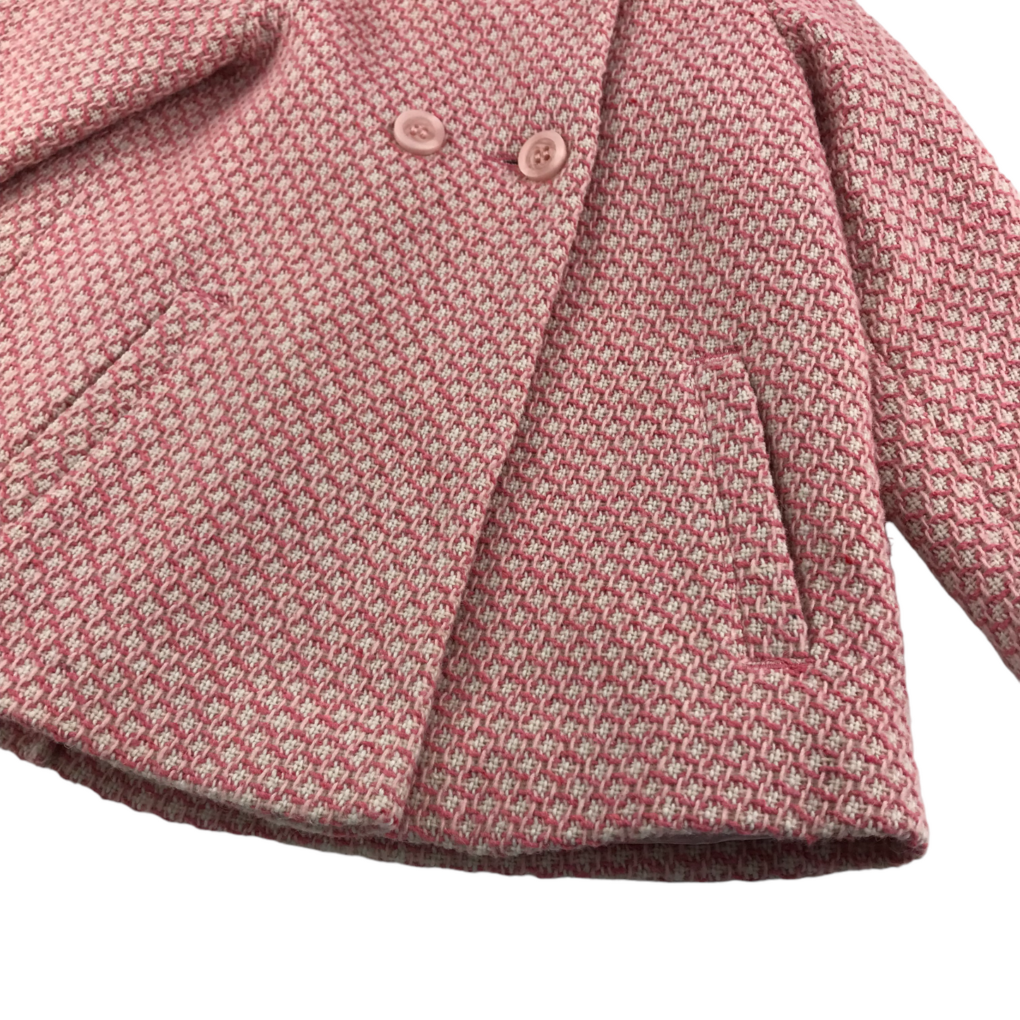 Next Coat Age 4 Pink Knitted Pattern A-line with Faux Fur Collar