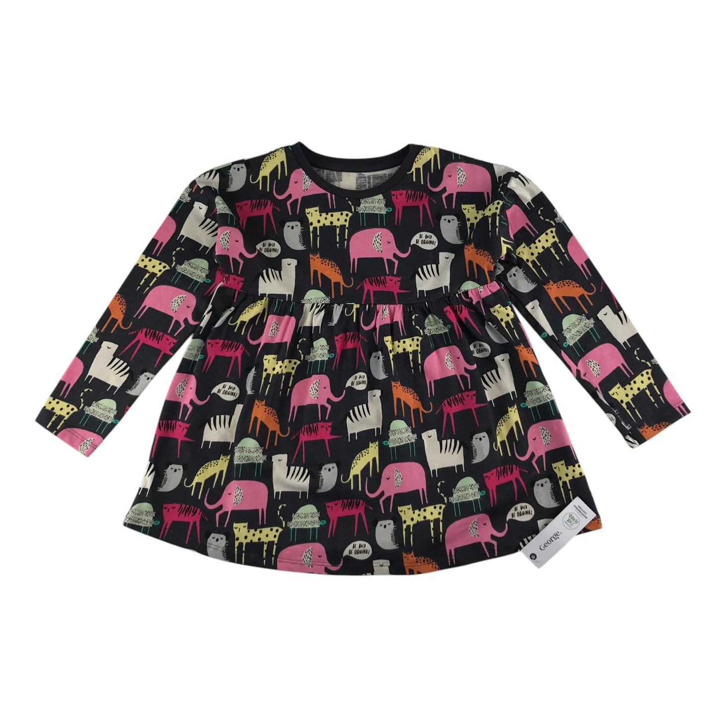 George t-shirt 5-6 years navy animals long sleeve cotton