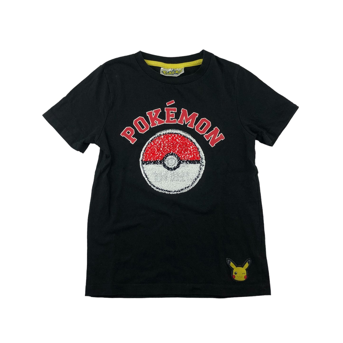 T-Shirt 6-7 Years Black Sequin Pokémon Poke ball flip sequin