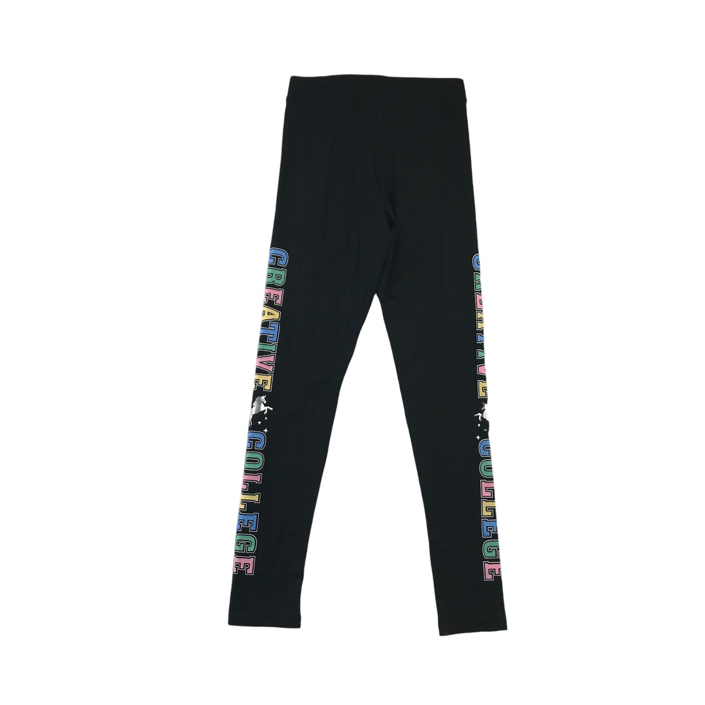 H&M leggings 9-10 years black creative College print