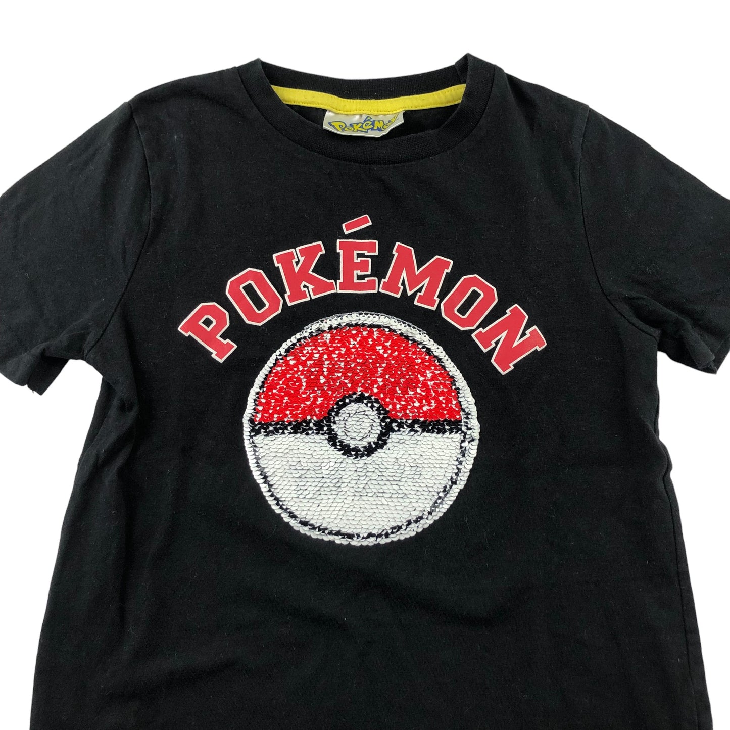 T-Shirt 6-7 Years Black Sequin Pokémon Poke ball flip sequin