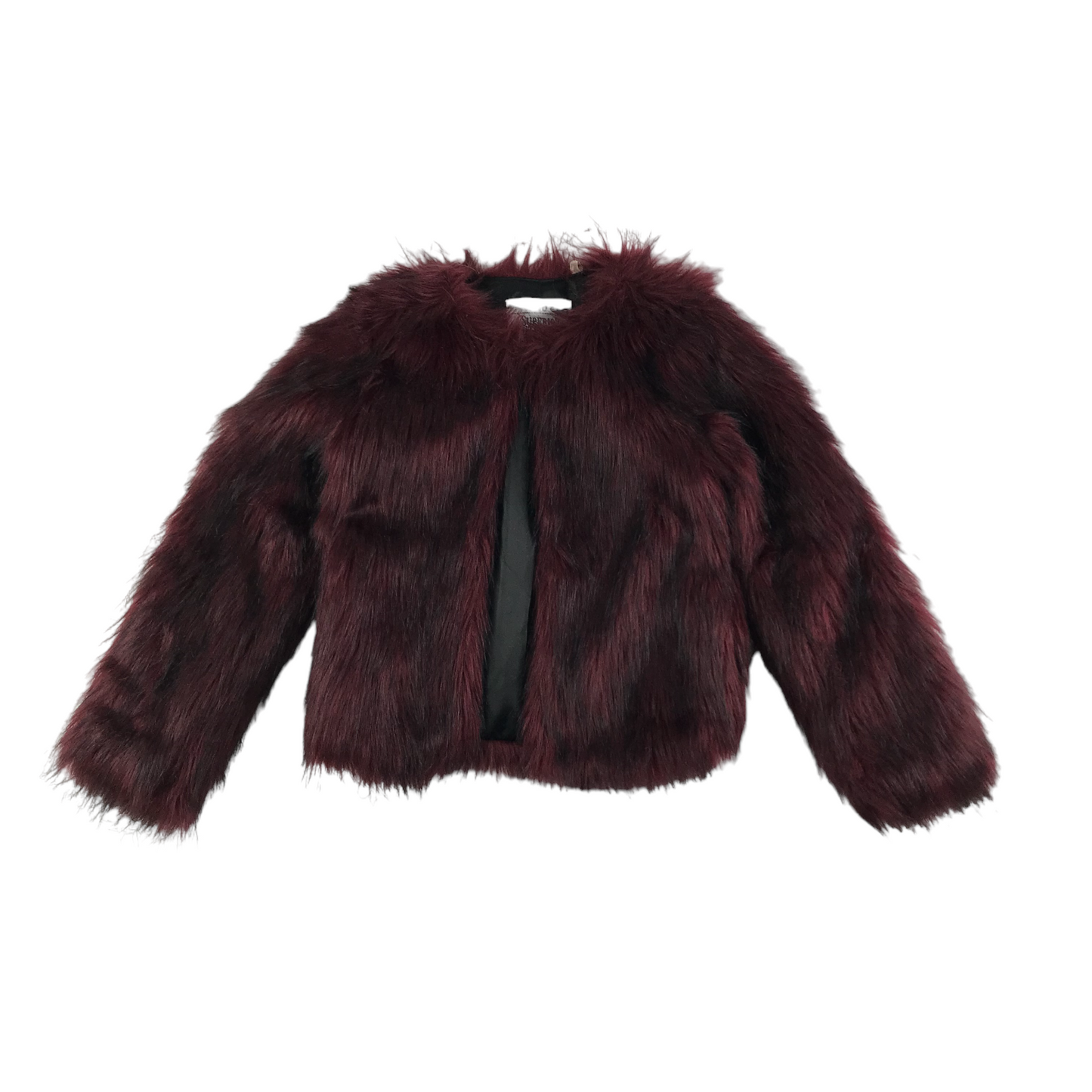 Tu Faux Fur Coat Age 7 Burgundy Long Fur