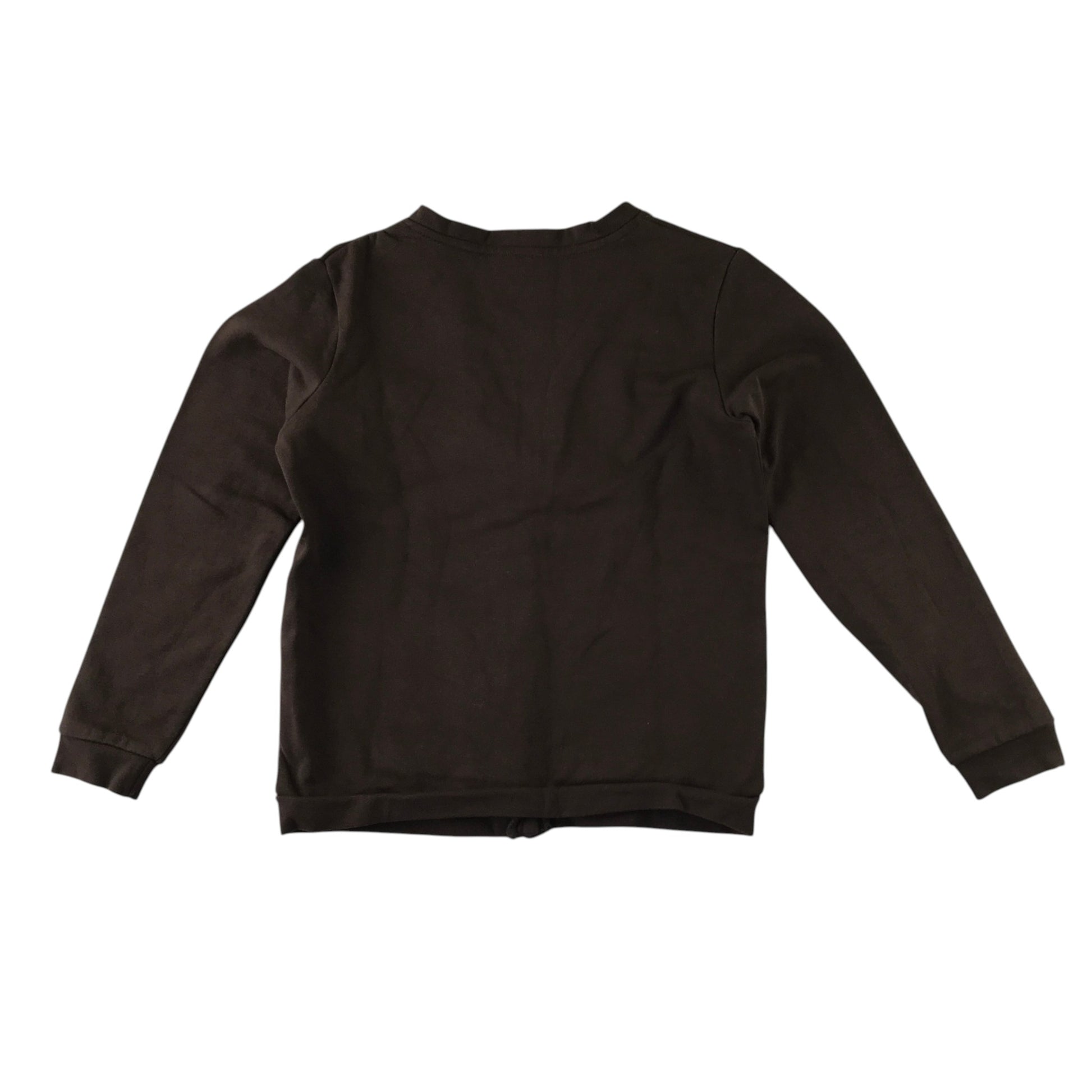 Brown jersey school cardigan for girls in second-hand condition