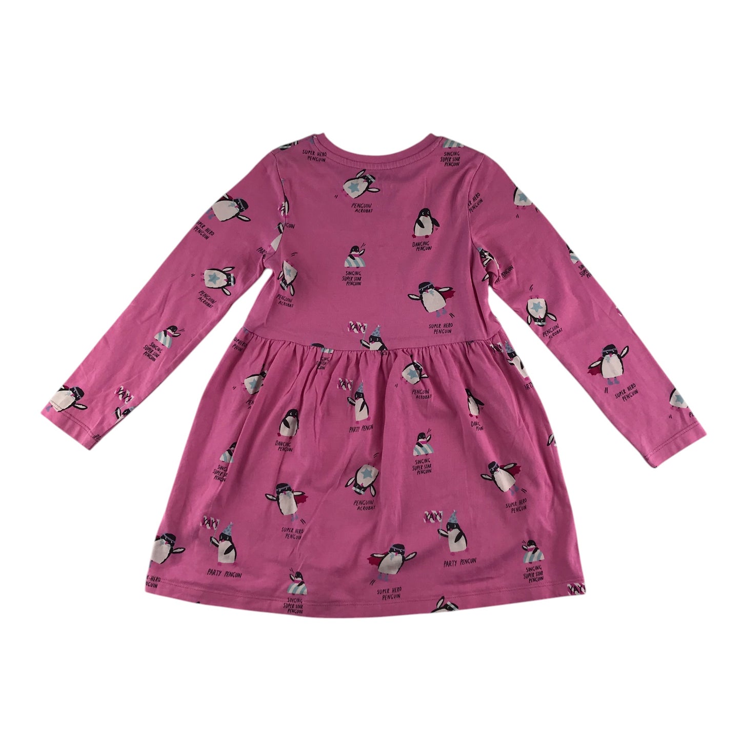 M&S dress 5-6 years pink penguins long sleeve cotton