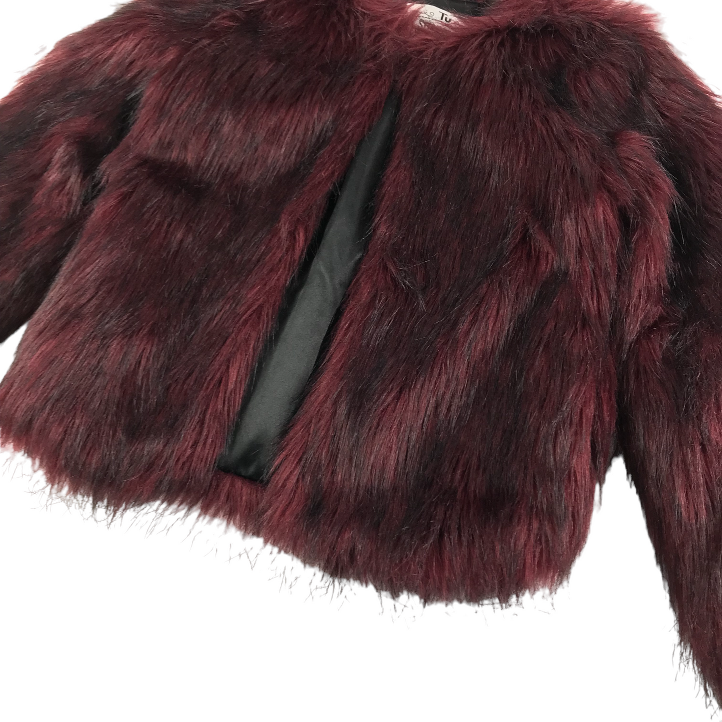 Tu Faux Fur Coat Age 7 Burgundy Long Fur