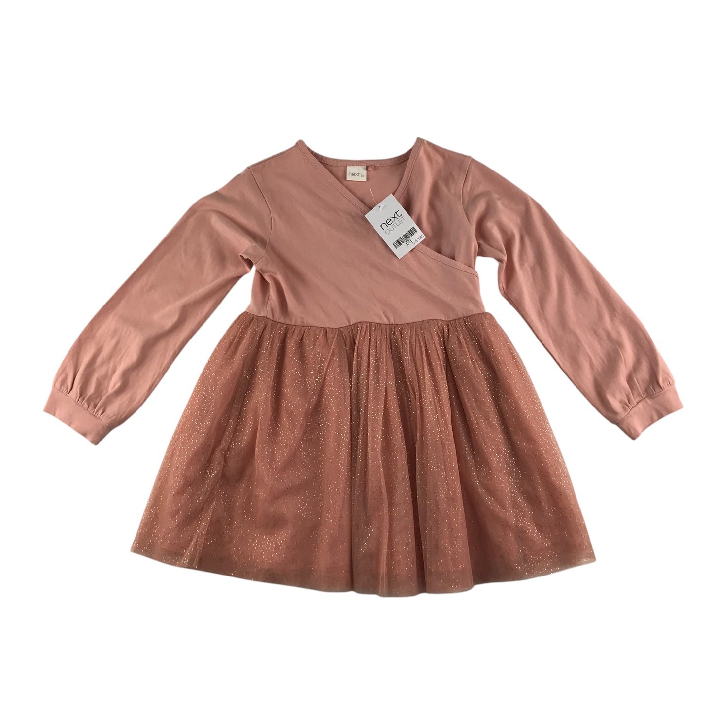 Next dress 5-6 years peachy pink sparkly mesh layer