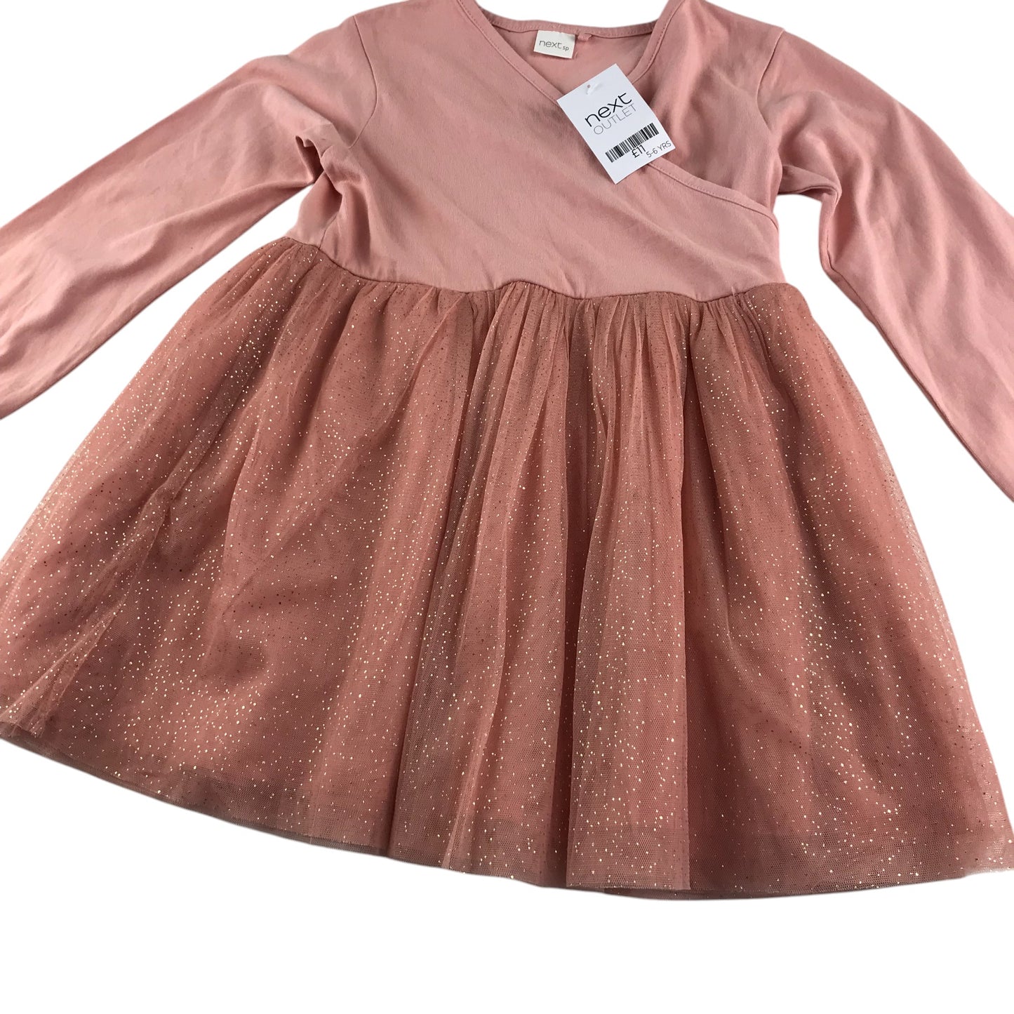 Next dress 5-6 years peachy pink sparkly mesh layer