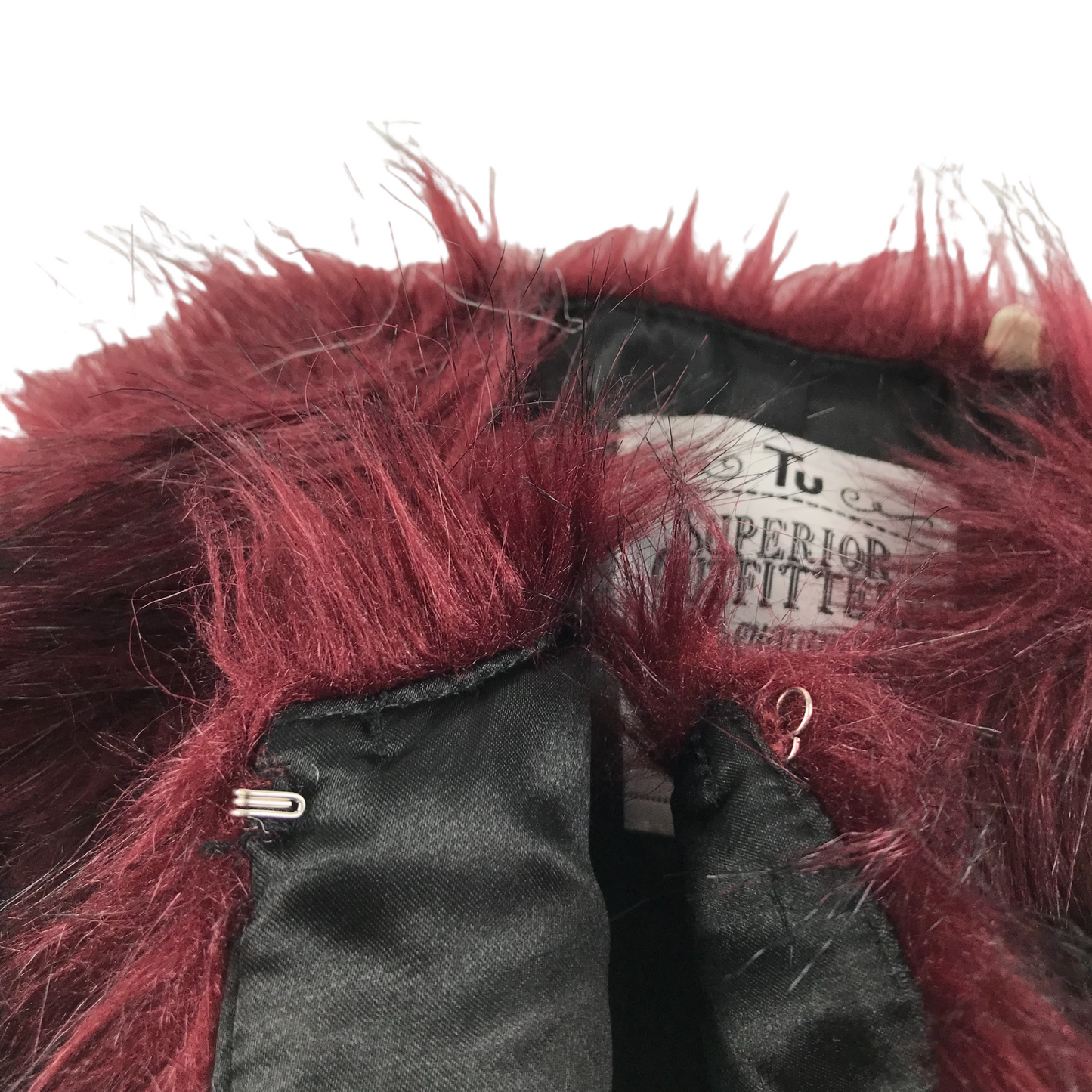 Tu Faux Fur Coat Age 7 Burgundy Long Fur