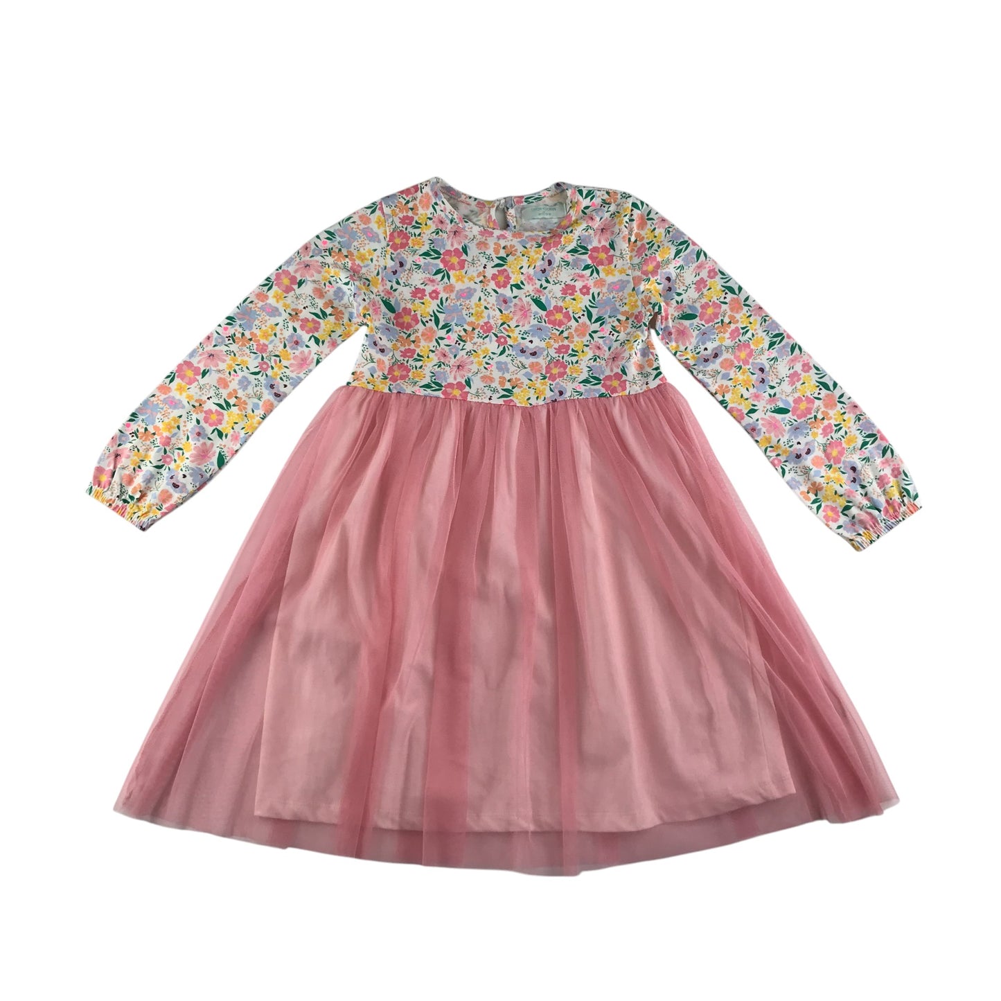 Leigh Tucker Willow dress 6-7 years white and pink floral with mesh layer