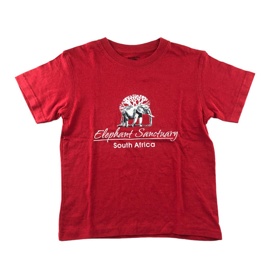 Barron Kids T-Shirt 5-6 Years Red elephant sanctuary print cotton