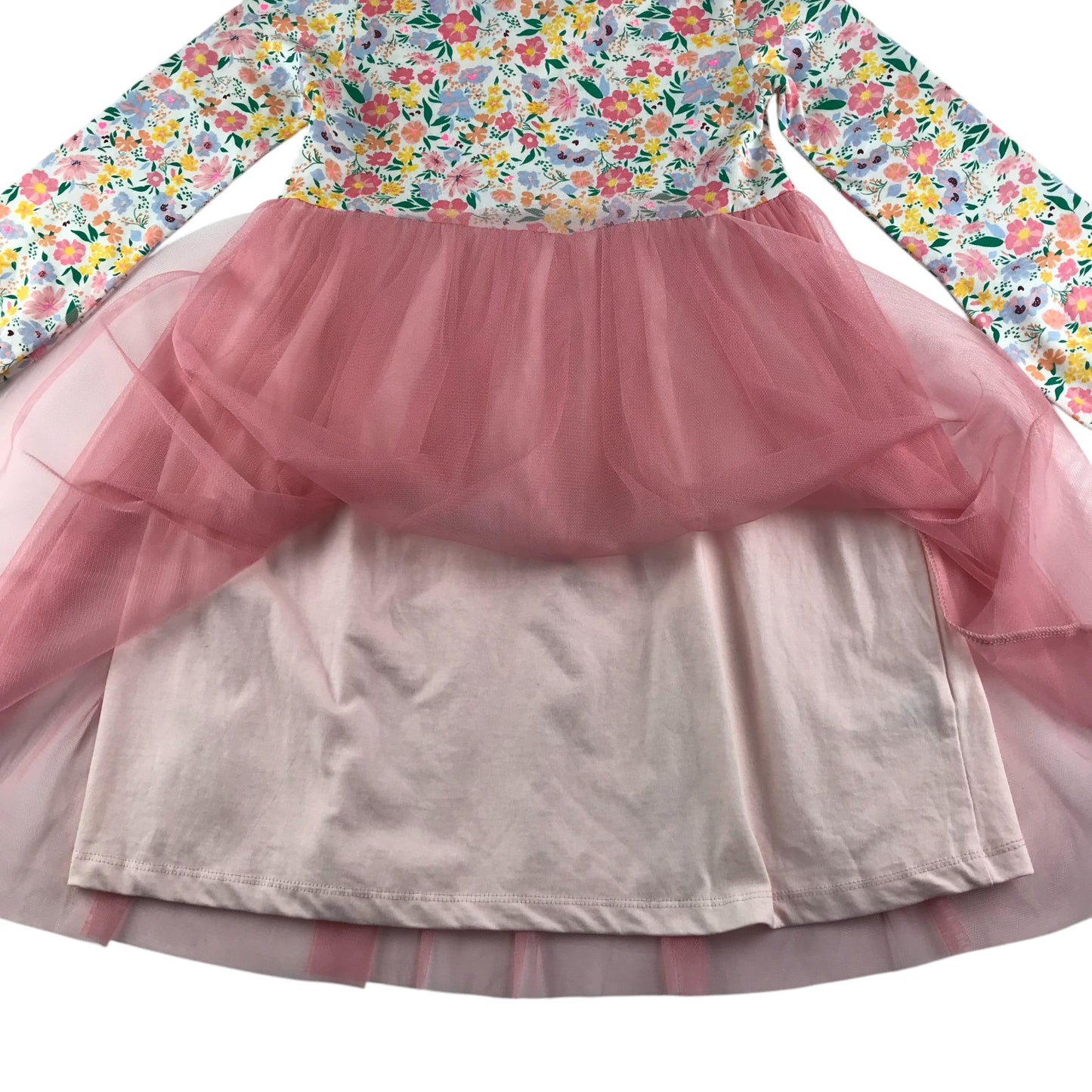 Leigh Tucker Willow dress 6-7 years white and pink floral with mesh layer