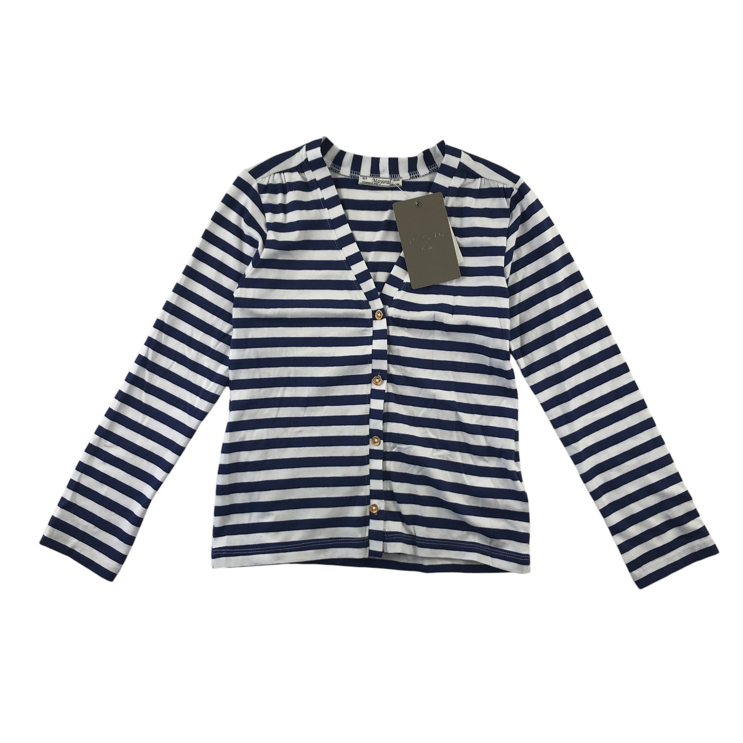 Mayoral cardigan 6-7 years navy and white stripy button up